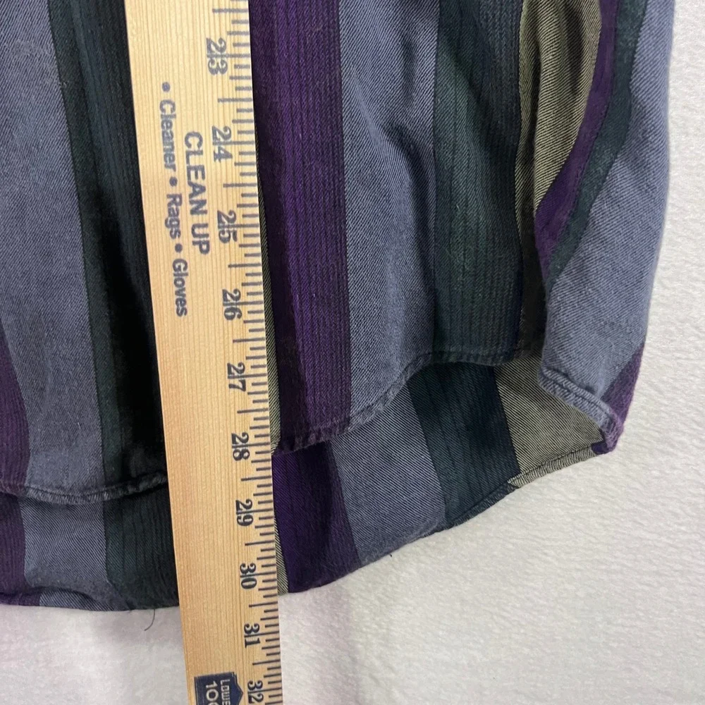 Vintage Knights Bridge Mens Striped Button Down Shirt Purple Green‎ Cotton M